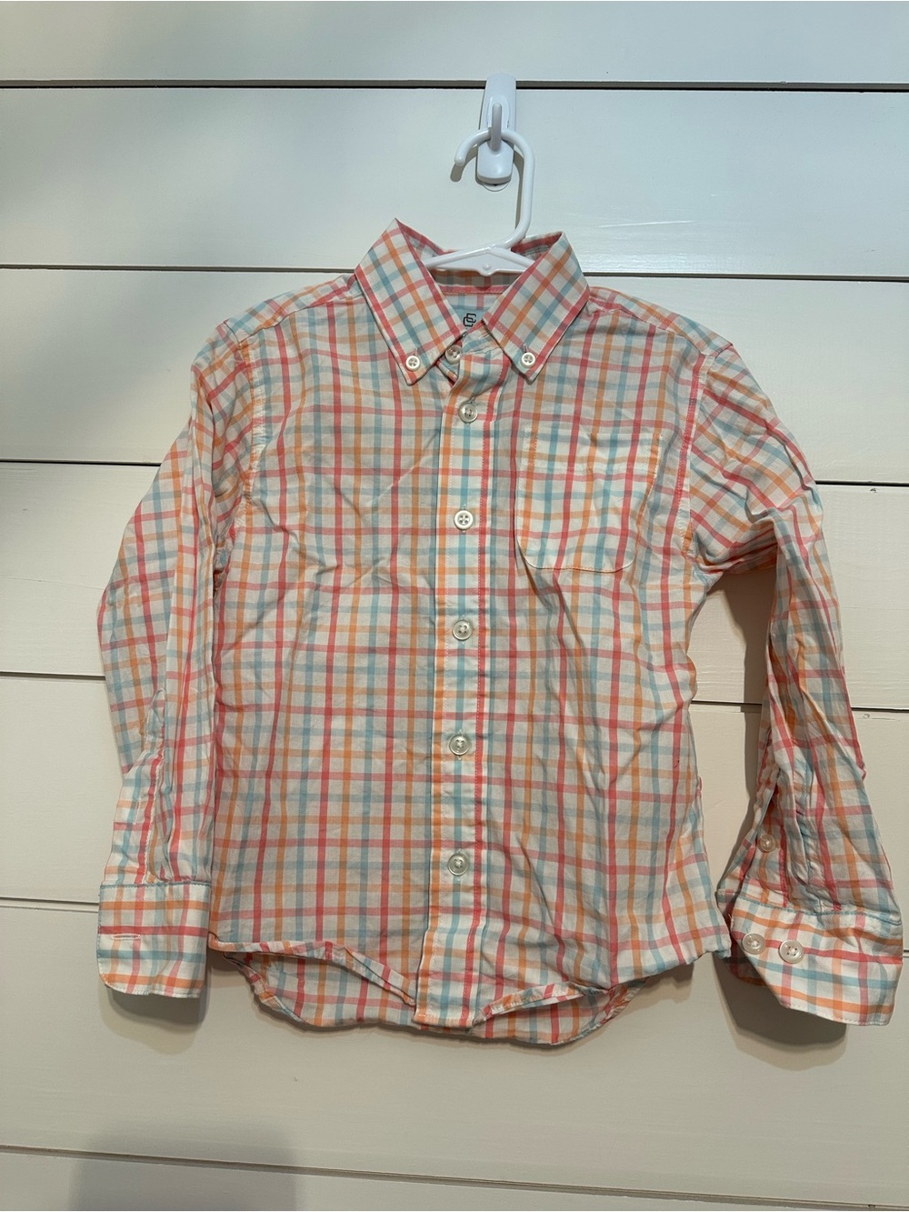 Class Club Coral, Light Blue & White Plaid Button-Down Shirt